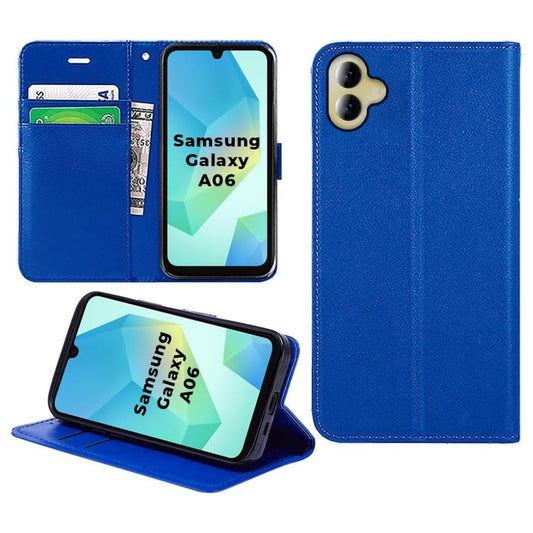 Technology For Samsung Galaxy A06 Case Flip Folio Leather Wallet with Card Holder Book Stand Phone Cover For Samsung Galaxy A06 (BLUE)
