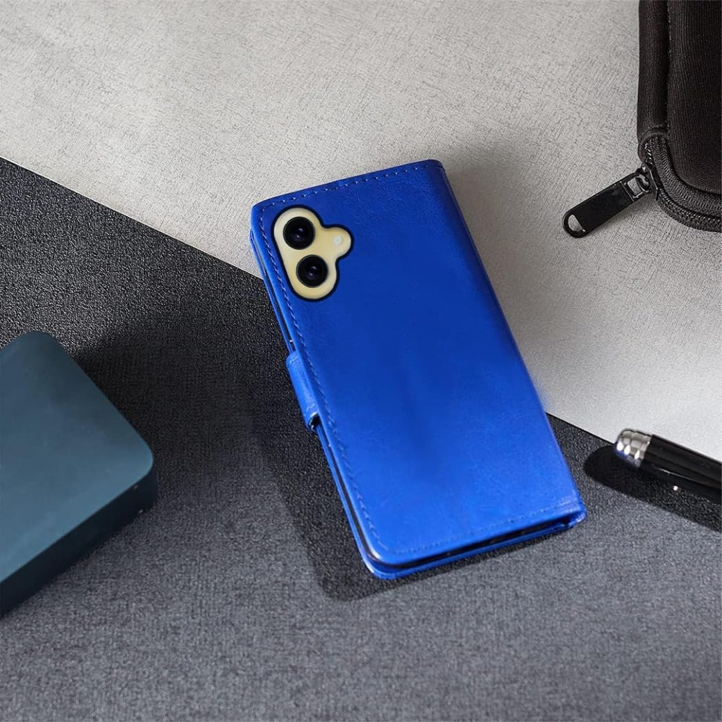 Technology For Samsung Galaxy A06 Case Flip Folio Leather Wallet with Card Holder Book Stand Phone Cover For Samsung Galaxy A06 (BLUE)