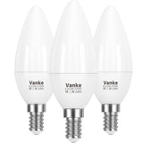 Vanke E14 LED Light Bulb, Warm White 2700K Yellow Light, 6W (40 Watts Equivalent), 470 Lumen LED Candle Bulb, SES Small Edison Screw Light Bulbs, Non-Dimmable, Pack of 3 [Energy Class F]