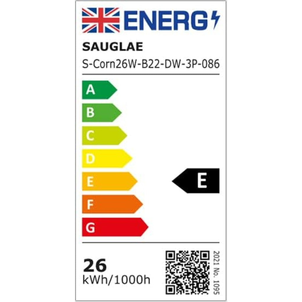 26W LED Light Bulbs, 200W Incandescent Bulbs Equivalent, B22d Bayonet Cap, 3000Lm, 6000K Daylight White, Pack of 3