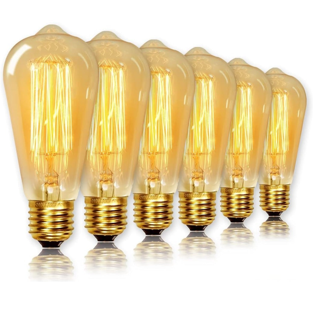 ST64 Vintage Light Bulbs with E27 Edison Screw Cap, Squirrel Cage Shaped Filament Bulb, 40W 2200K Warm White Dimmable 120 Lumen, Pack of