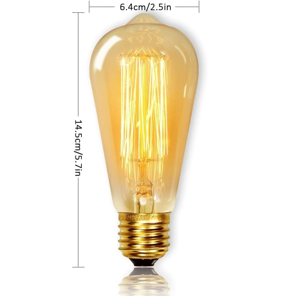 ST64 Vintage Light Bulbs with E27 Edison Screw Cap, Squirrel Cage Shaped Filament Bulb, 40W 2200K Warm White Dimmable 120 Lumen, Pack of