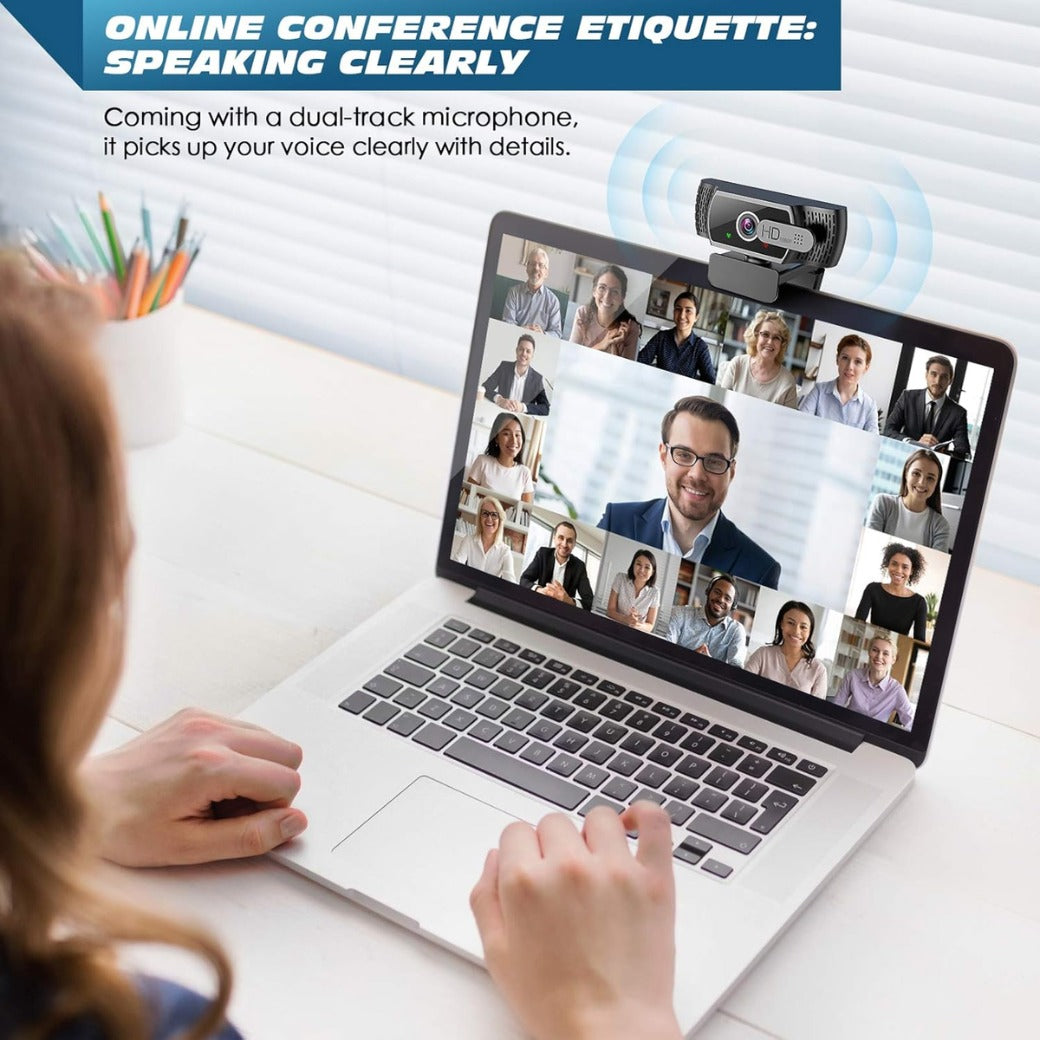 Webcam for PC with Microphone - 1080P FHD Webcam with Privacy Cover, Plug and Play USB Web Camera for Desktop & Laptop Conference, Meeting, Zoom, Skype, Facetime, Windows, Linux, and macOS