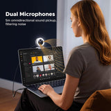 UGREEN 2K/30fps Webcam for PC, Full HD Webcam for Laptop, Noise Canceling Microphone, Adjustable Ring Light, USB Web Cam Camera for Live Streaming, Zoom Meeting, Skype, Video Calling, Conferences