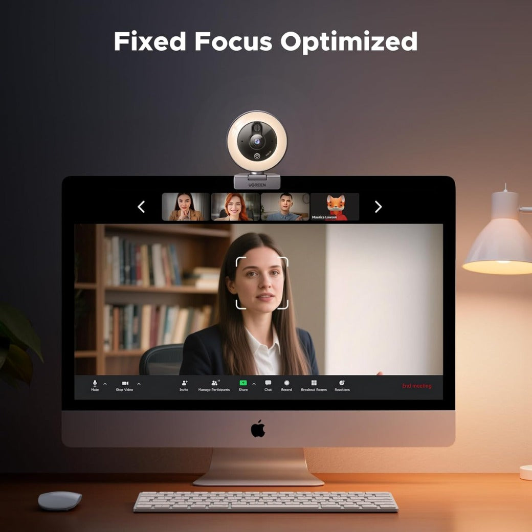 UGREEN 2K/30fps Webcam for PC, Full HD Webcam for Laptop, Noise Canceling Microphone, Adjustable Ring Light, USB Web Cam Camera for Live Streaming, Zoom Meeting, Skype, Video Calling, Conferences