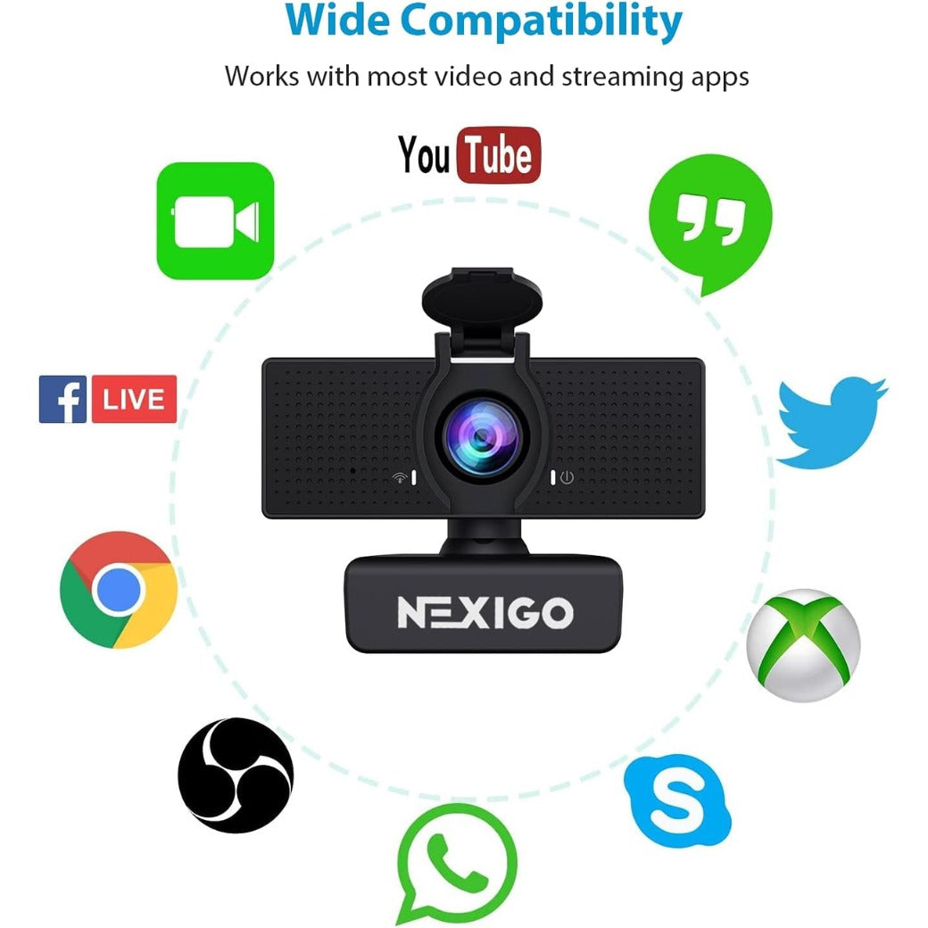 NexiGo N60 1080P Webcam with Microphone, Adjustable FOV, Zoom, Software Control & Privacy Cover, USB HD Computer Web Camera, Plug and Play, for Zoom/Skype/Teams,