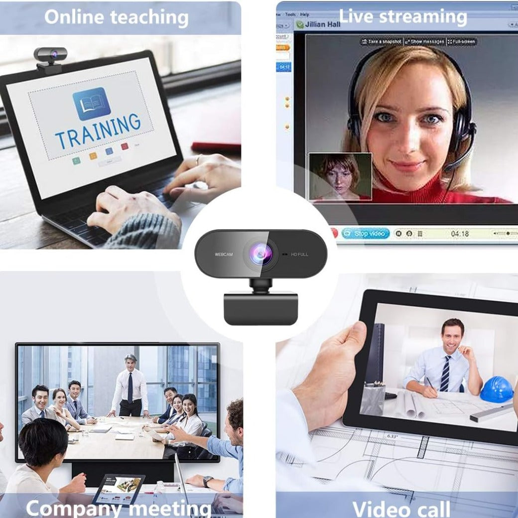 Webcam for PC with Microphone, HD 1080P Streaming Web Cam for PC,MAC, Laptop,Plug and Play USB Camera for Youtube,Skype Video Calling,Face Cam for Studying,Conference,Gaming with Rotatable Clip