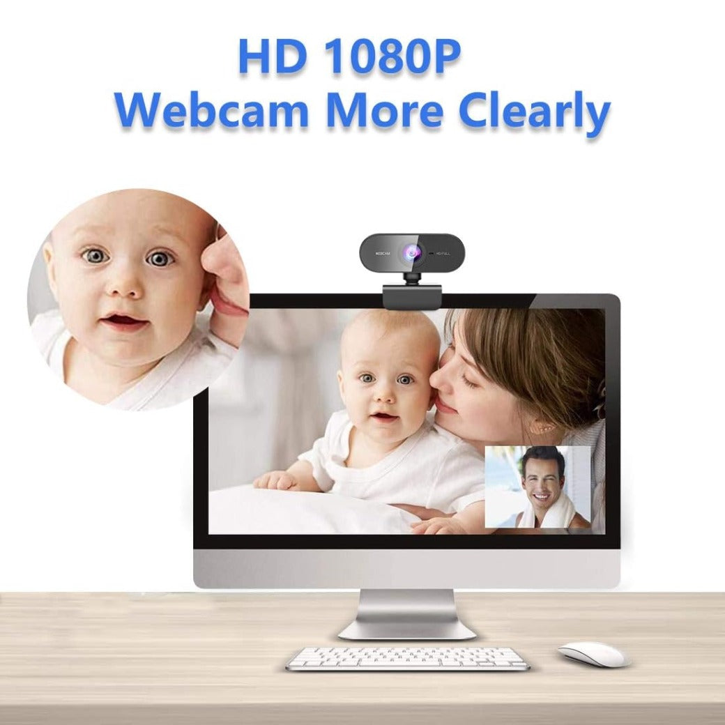 Webcam for PC with Microphone, HD 1080P Streaming Web Cam for PC,MAC, Laptop,Plug and Play USB Camera for Youtube,Skype Video Calling,Face Cam for Studying,Conference,Gaming with Rotatable Clip