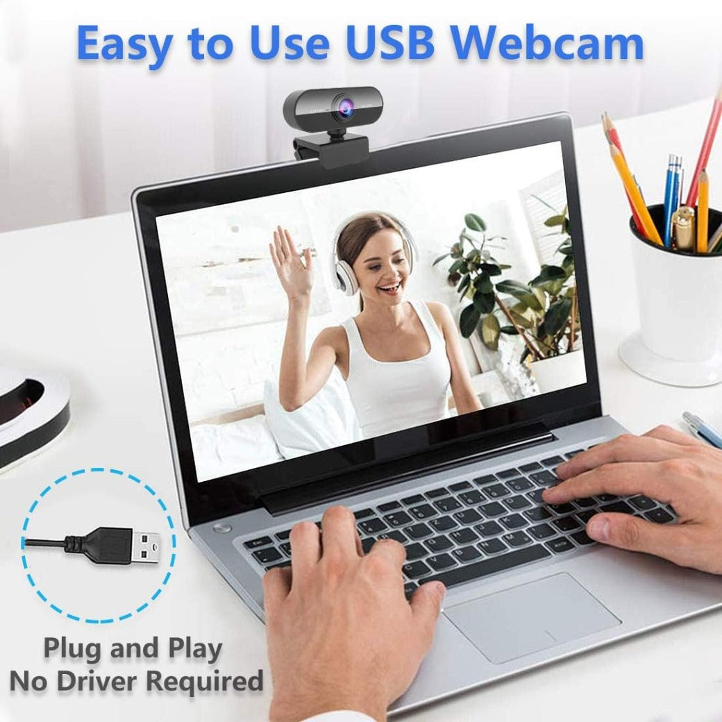 Webcam for PC with Microphone, HD 1080P Streaming Web Cam for PC,MAC, Laptop,Plug and Play USB Camera for Youtube,Skype Video Calling,Face Cam for Studying,Conference,Gaming with Rotatable Clip