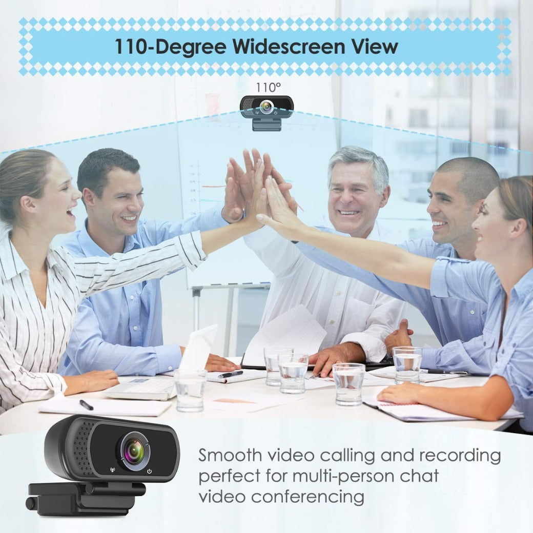 Webcam HD 1080p Web Camera, USB PC Computer Web cam with Microphone, Laptop Desktop Full HD Camera Video Webcam 110 Degree Widescreen, Pro Streaming Web cam fr Recording, Calling, Conferencing, Gaming