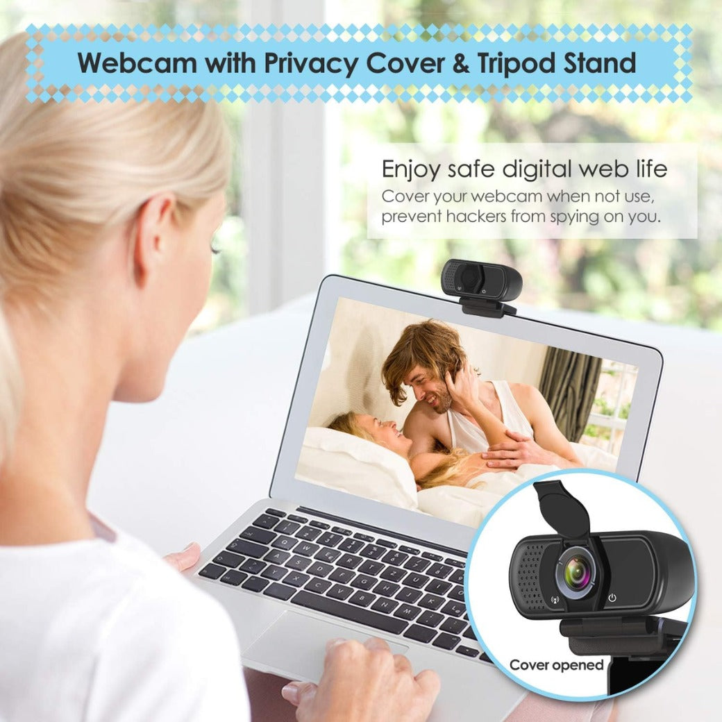 Webcam HD 1080p Web Camera, USB PC Computer Web cam with Microphone, Laptop Desktop Full HD Camera Video Webcam 110 Degree Widescreen, Pro Streaming Web cam fr Recording, Calling, Conferencing, Gaming