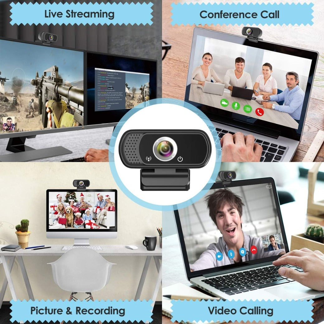 Webcam HD 1080p Web Camera, USB PC Computer Web cam with Microphone, Laptop Desktop Full HD Camera Video Webcam 110 Degree Widescreen, Pro Streaming Web cam fr Recording
