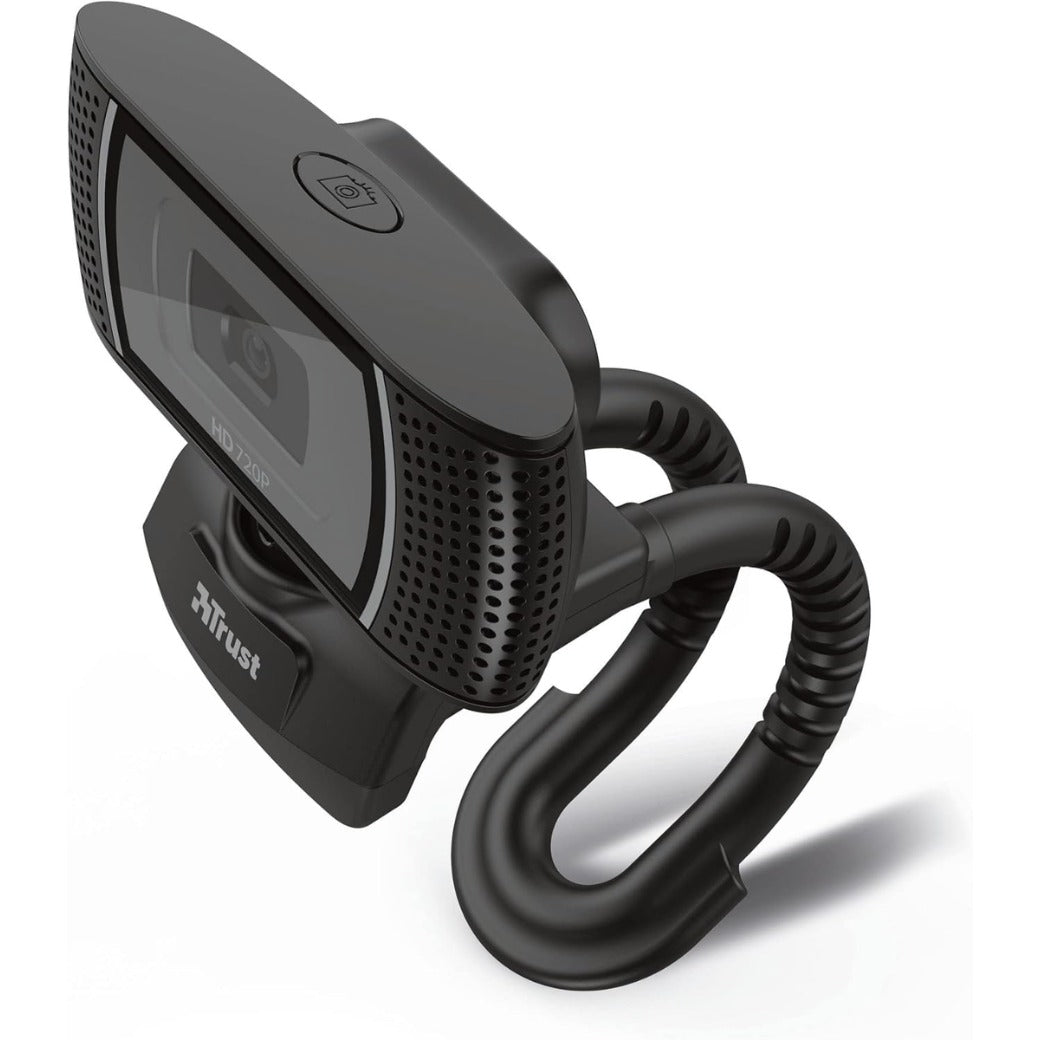 Trust Trino HD Webcam with Microphone, 1280x720, 30 FPS, Universal Stand, USB, Web Camera with Photo Button for Streaming, Video Calling, Skype, Teams, Zoom, PC, Computer, Laptop, Mac - Black