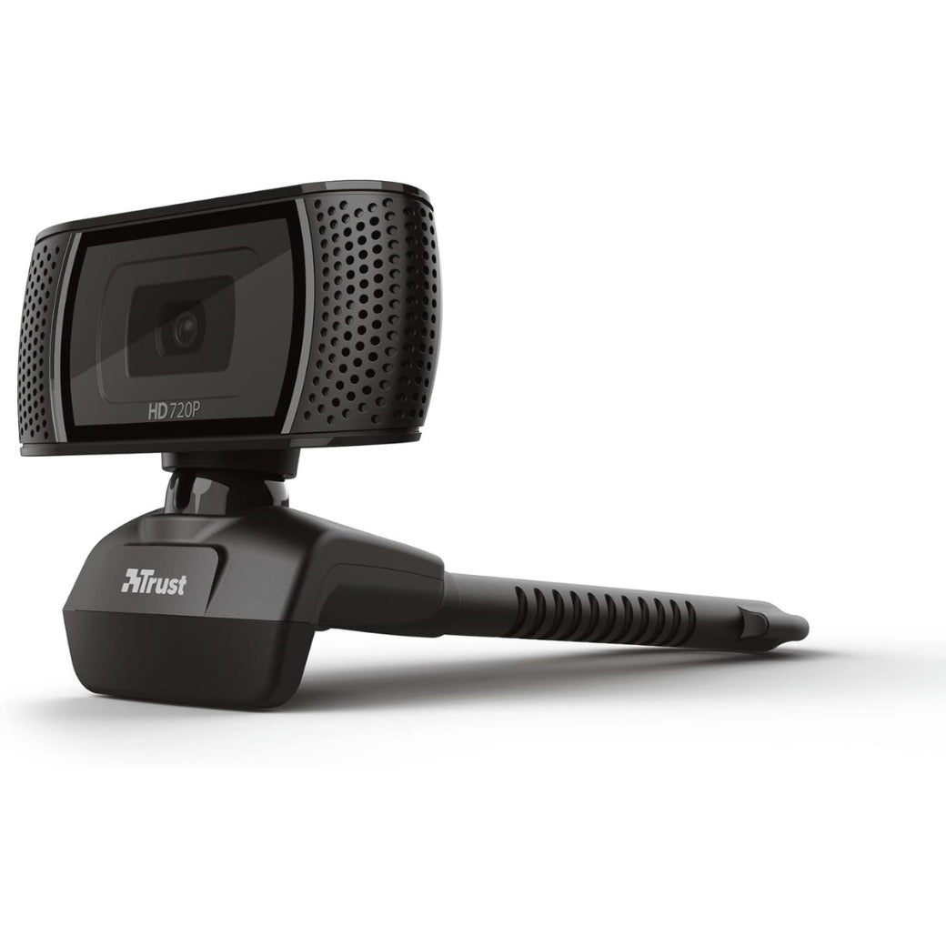 Trust Trino HD Webcam with Microphone, 1280x720, 30 FPS, Universal Stand, USB, Web Camera with Photo Button for Streaming, Video Calling, Skype, Teams, Zoom, PC, Computer, Laptop, Mac - Black