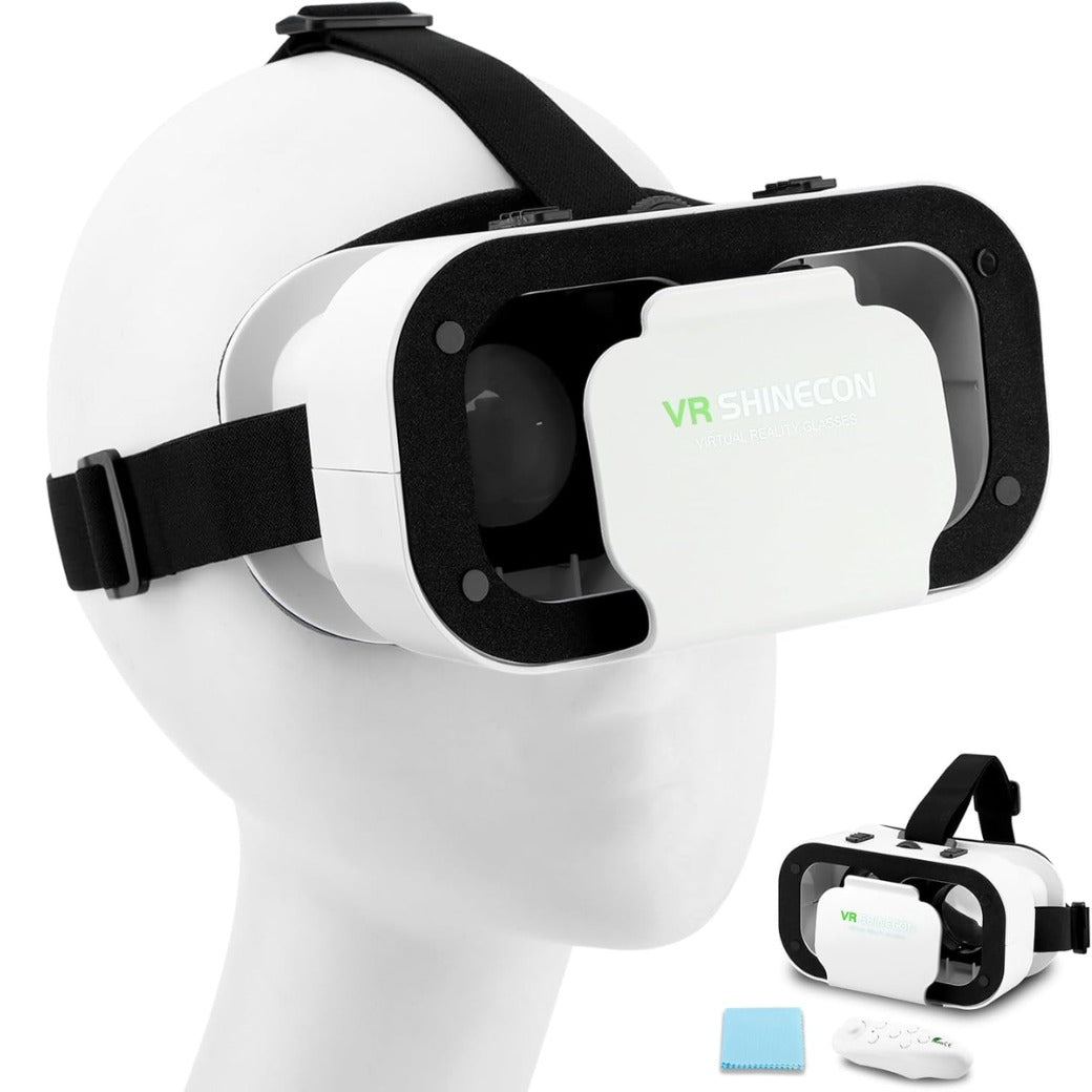 V5 VR Headset for Phone 3D VR Glasses Virtual Reality Headsets with Bluetooth Controller 360°Panorama Adjustable Pupil Distance Eye Protection VR Goggles for Movies Games,4.7-6“ Screen