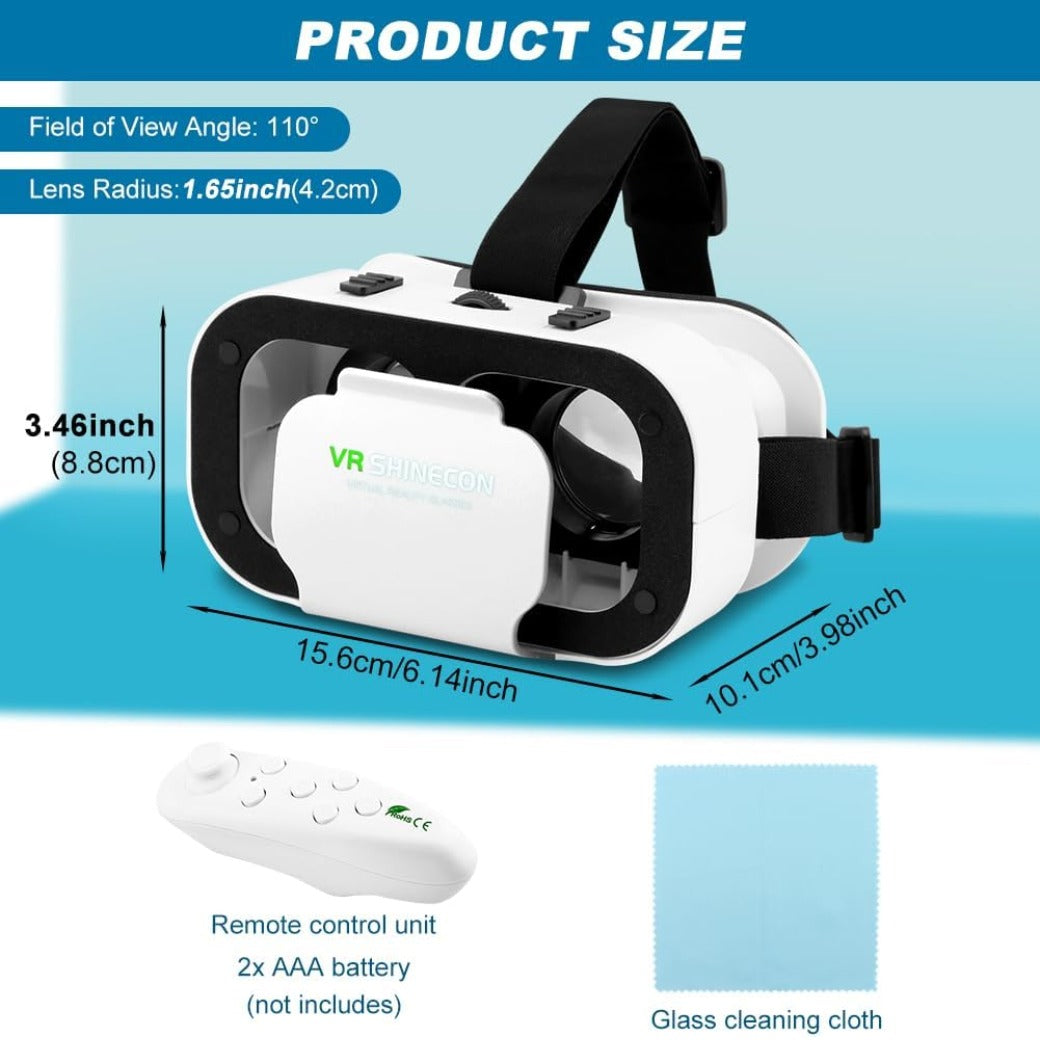 V5 VR Headset for Phone 3D VR Glasses Virtual Reality Headsets with Bluetooth Controller 360°Panorama Adjustable Pupil Distance Eye Protection VR Goggles for Movies Games,4.7-6“ Screen