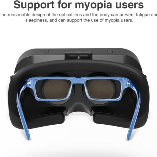 POHOVE VR Headset 3D VR Glasses Virtual Reality Headset Support 360°Panorama Large Screen An-ti Bluelight Adjustable Pupil Distance Preven-t Fatigue Goggles for Movies Games(Black)