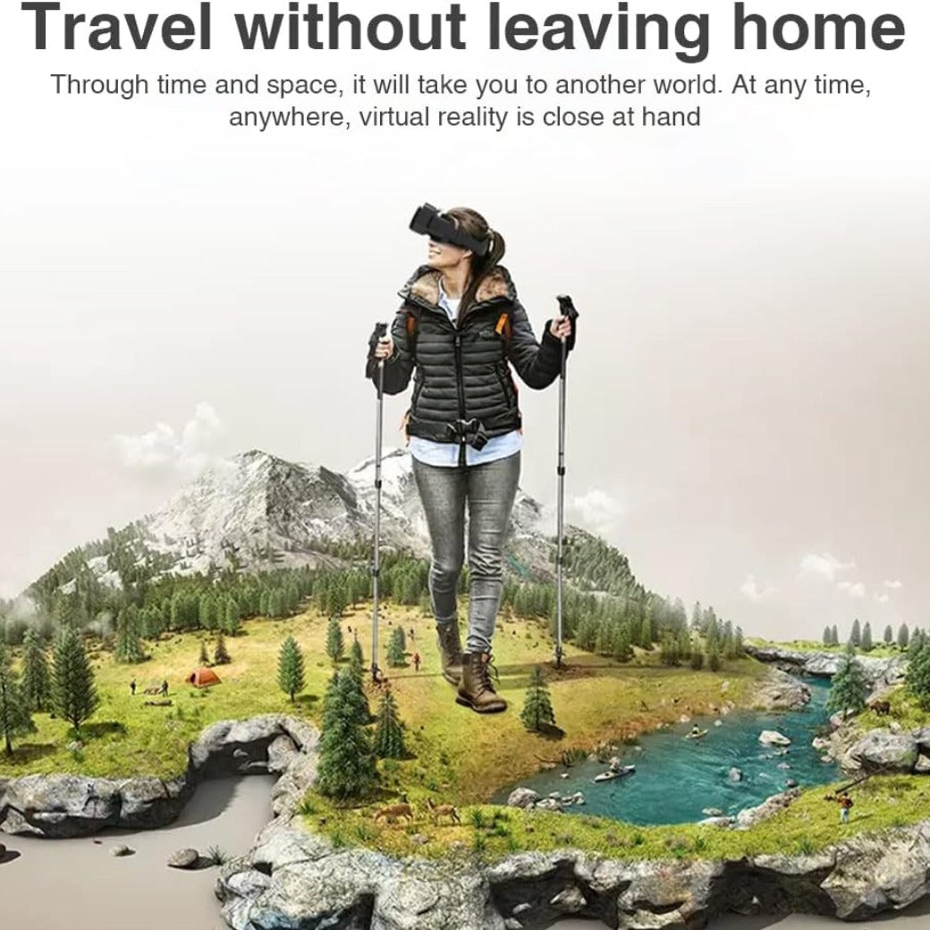 POHOVE VR Headset 3D VR Glasses Virtual Reality Headset Support 360°Panorama Large Screen An-ti Bluelight Adjustable Pupil Distance Preven-t Fatigue Goggles for Movies Games(Black)