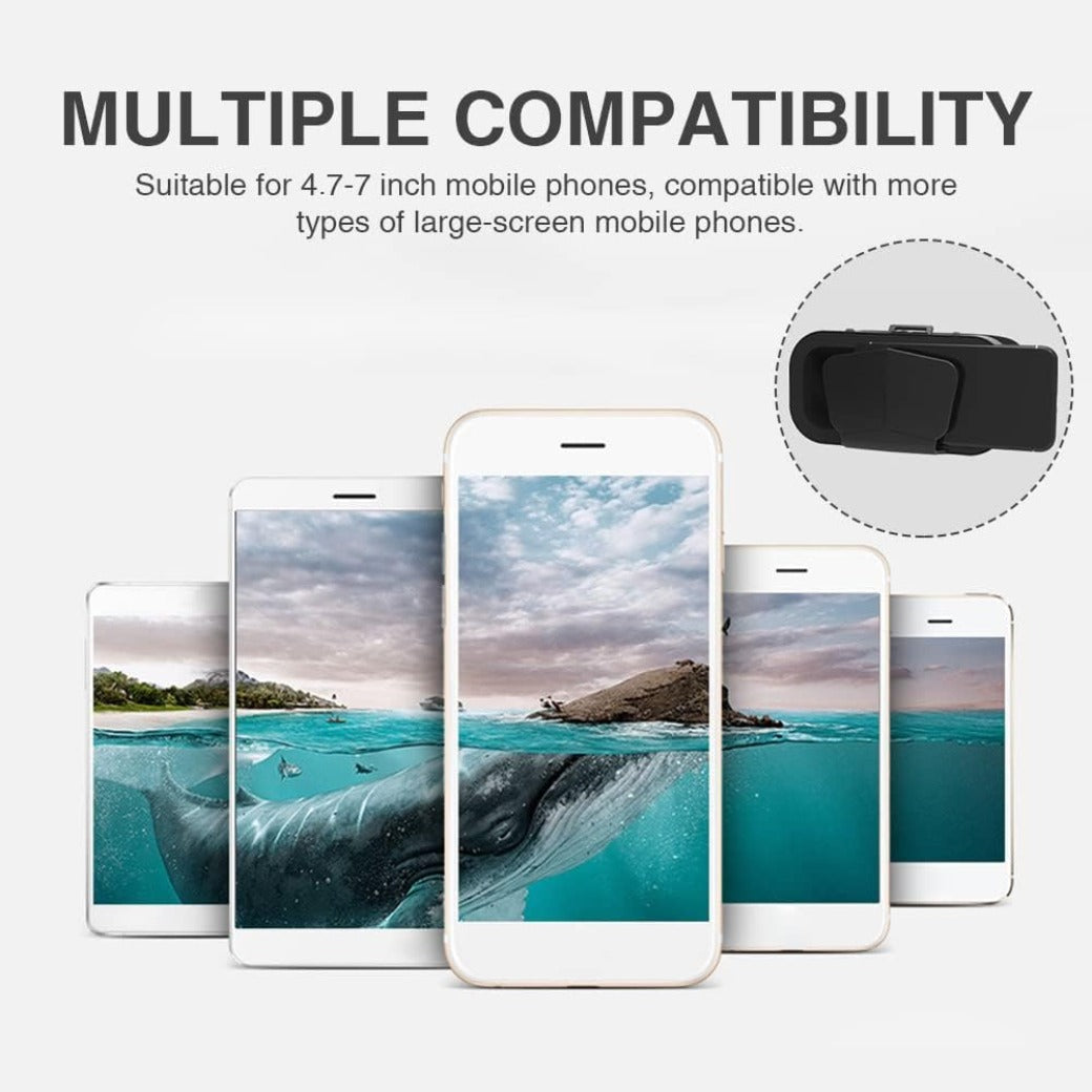 POHOVE VR Headset 3D VR Glasses Virtual Reality Headset Support 360°Panorama Large Screen An-ti Bluelight Adjustable Pupil Distance Preven-t Fatigue Goggles for Movies Games(Black)