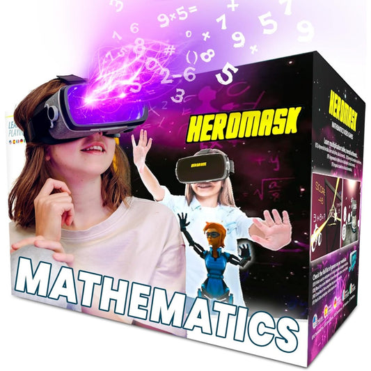 Heromask VR Headset + Maths Games (Boys&Girls 5-12) — Fun Gift to Practice Addition, Times Tables & More with Virtual Reality — Surprise kids with this Educational Toy