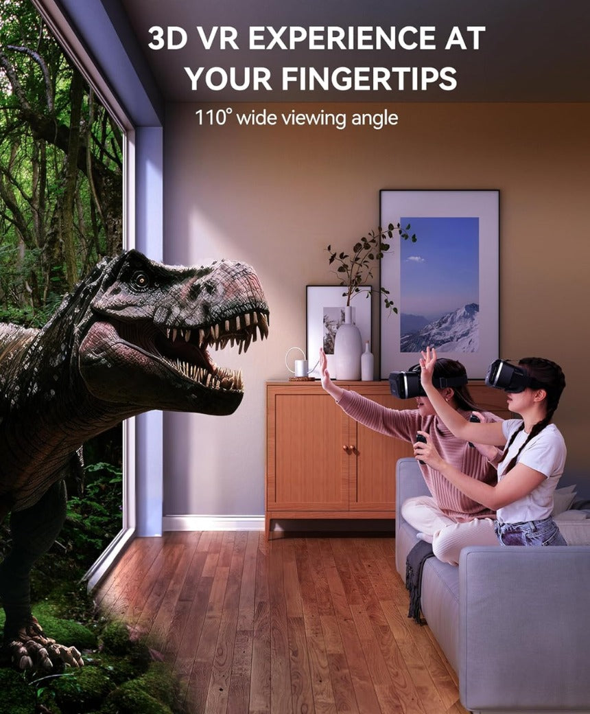 TECKNET VR Headset for Phone with Controller, Virtual Reality Headsets with HD 110°FOV Anti-Blue Light Lenses & Adjustable Gears, 3D VR Headset for Kids Compatible iPhone Samsung Android 4.7-7.2