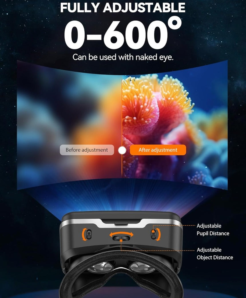 TECKNET VR Headset for Phone with Controller, Virtual Reality Headsets with HD 110°FOV Anti-Blue Light Lenses & Adjustable Gears, 3D VR Headset for Kids Compatible iPhone Samsung Android 4.7-7.2