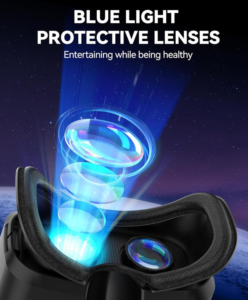 TECKNET VR Headset for Phone with Controller, Virtual Reality Headsets with HD 110°FOV Anti-Blue Light Lenses & Adjustable Gears, 3D VR Headset for Kids Compatible iPhone Samsung Android 4.7-7.2