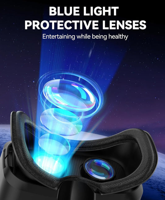 TECKNET VR Headset for Phone with Controller, Virtual Reality Headsets with HD 110°FOV Anti-Blue Light Lenses & Adjustable Gears, 3D VR Headset for Kids Compatible iPhone Samsung Android 4.7-7.2