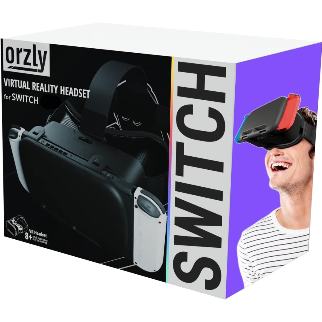 Orzly VR Headset designed for Nintendo Switch & Switch oled console with adjustable Lens for a virtual reality gaming experience and for Labo VR - Black - Gift boxed Edition