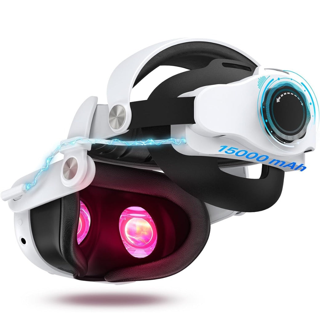 Head Strap Compatible with Quest3S/Quest3, Built in 15000mAh Battery for Extended 2-4 Hrs Playtime, Fast Charging&Easy Clean, Adjustable Elite Strap Enhanced Support&Balance in VR