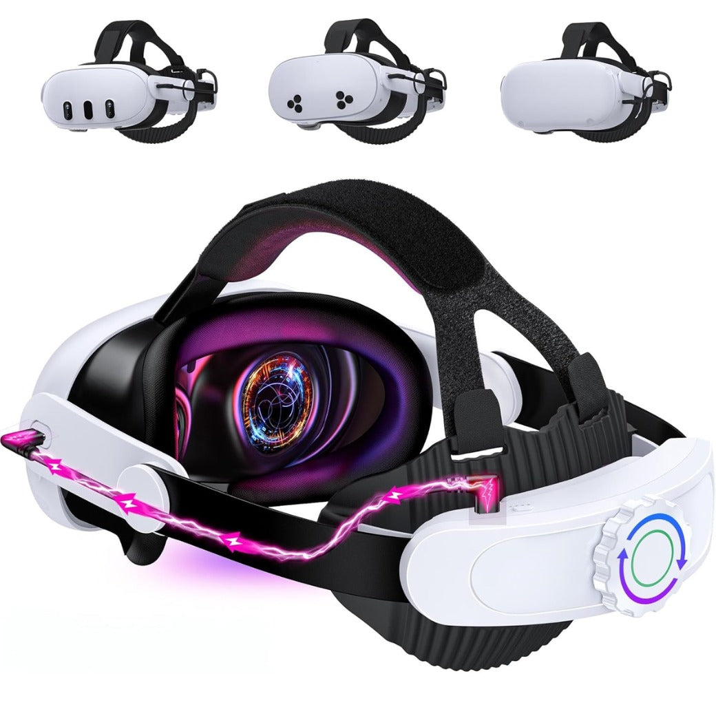 Head Strap Compatible with Quest3S/Quest3, Built in 15000mAh Battery for Extended 2-4 Hrs Playtime, Fast Charging&Easy Clean, Adjustable Elite Strap Enhanced Support&Balance in VR