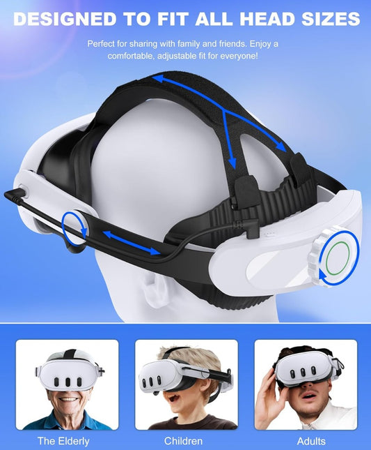 Head Strap with 10000mAh Battery Pack for Meta Quest 3S/Quest 2/3,Adjustable Elite Strap Replacement Intended for Quest Head Strap
