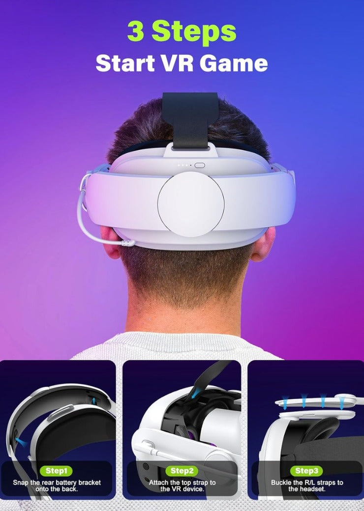 Head Strap with 6000mAh Battery Compatible with Meta Quest 3/3S, VR Headset Accessories Compatible with Oculus 3, Extra 3H Playtime, Enhanced Support and Comfort