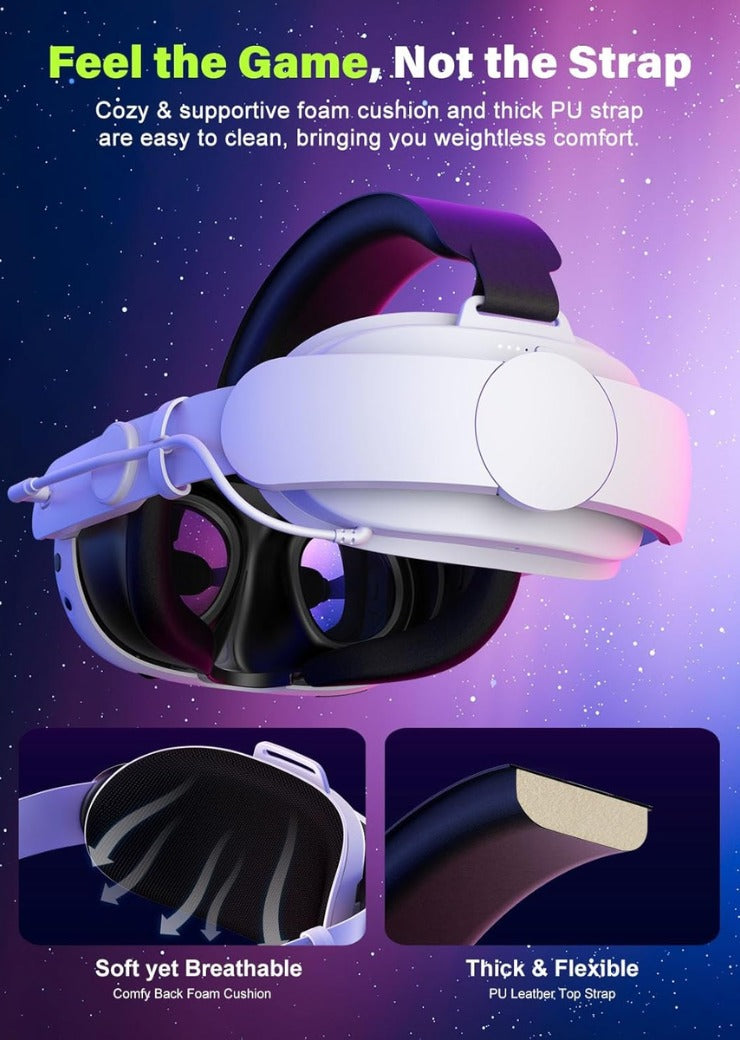 Head Strap with 6000mAh Battery Compatible with Meta Quest 3/3S, VR Headset Accessories Compatible with Oculus 3, Extra 3H Playtime, Enhanced Support and Comfort