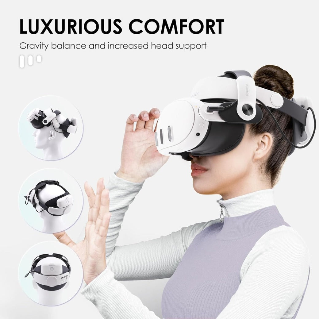 BOBOVR M3 Pro Head Strap Compatible With Meta Quest 3S,Magnetic Power Bank 5200mAh Battery Pack Head Strap Replacement Halo Strap Compatible With Oculus Quest 3 VR Accessories