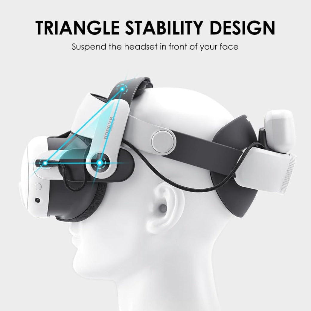 BOBOVR M3 Pro Head Strap Compatible With Meta Quest 3S,Magnetic Power Bank 5200mAh Battery Pack Head Strap Replacement Halo Strap Compatible With Oculus Quest 3 VR Accessories