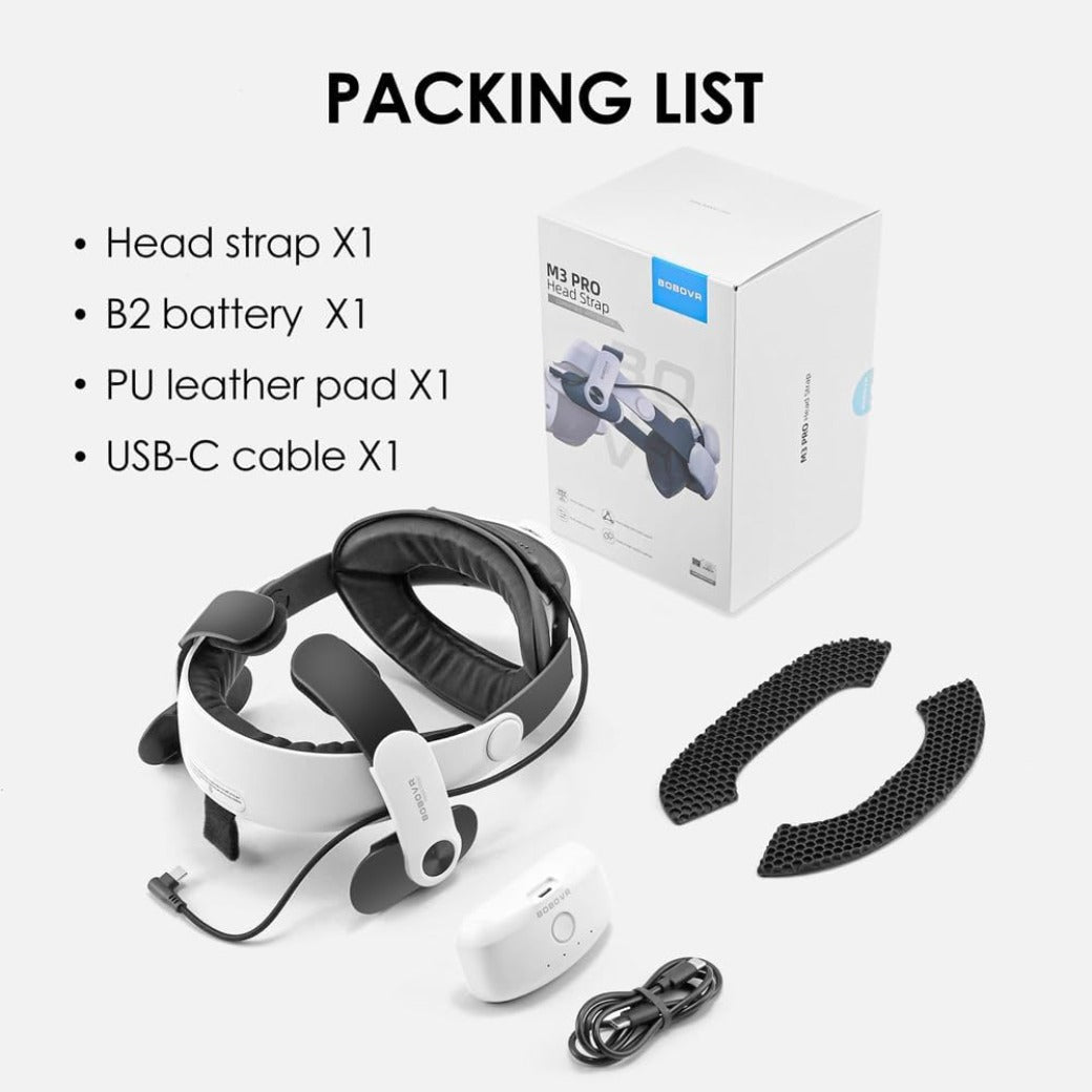 BOBOVR M3 Pro Head Strap Compatible With Meta Quest 3S,Magnetic Power Bank 5200mAh Battery Pack Head Strap Replacement Halo Strap Compatible With Oculus Quest 3 VR Accessories