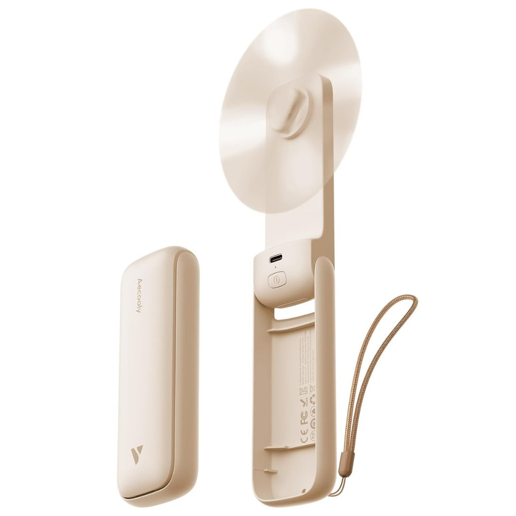 Aecooly Slim Handheld Fan,Thin Portable Fan, USB Rechargeable Mini Personal [24H Max Cooling Time],Battery Powered Small Foldable Pocket for Travel,