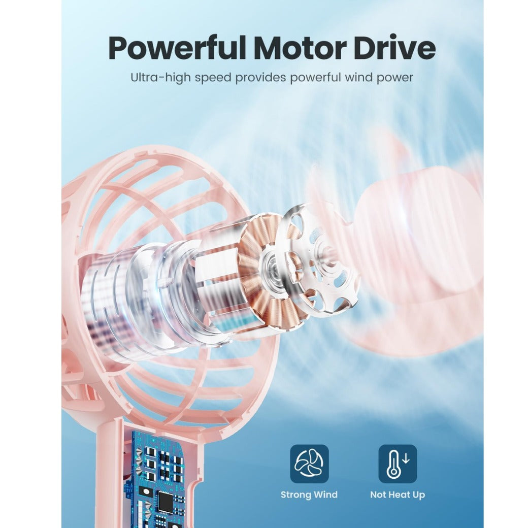 gaiatop Turbo Hand Held Fans with LED Torch Clasp Base, Portable Fans Mini Hand Fan, Travel Essentials Small Handheld Rechargeable Desk Fan for Home Office Outdoor Camp, Gifts for Women Men