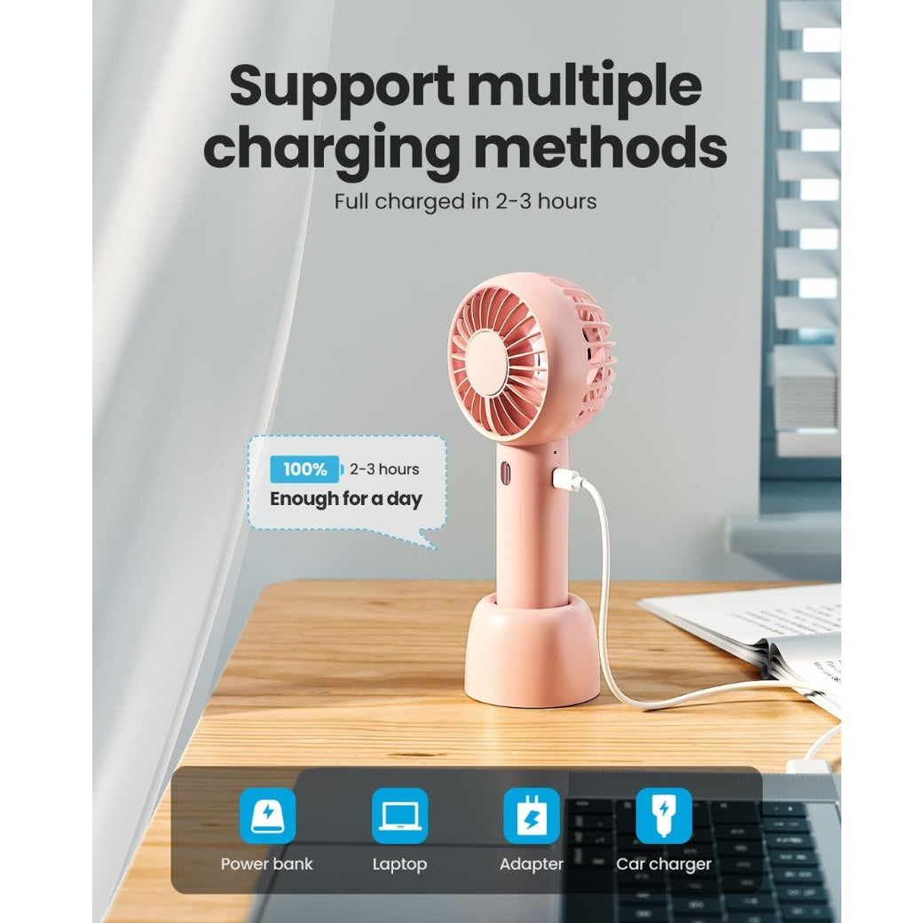 gaiatop Turbo Hand Held Fans with LED Torch Clasp Base, Portable Fans Mini Hand Fan, Travel Essentials Small Handheld Rechargeable Desk Fan for Home Office Outdoor Camp, Gifts for Women Men