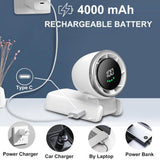 Portable Handheld Turbo Fan, 5 Gear Wind, LED Display 4000mAh Rechargeable,180°Folded,5 Speeds,Lanyard; 3-IN-1 Hand/Desk/Neck Fan with Air Turbo Tech Cooling Fan