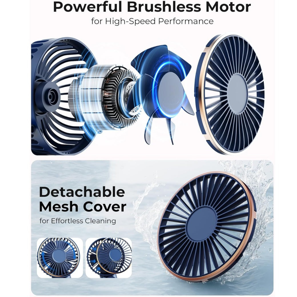 Handheld Fan, Portable fan with 4000mAh, Hand Fan with LED Display, 180° Adjustable Rechargeable Fan, 6 Speed, Travel Fan as Power Bank for Home Office Bedroom Outdoor