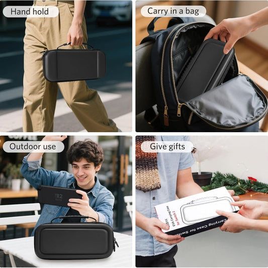 CoBak Large Capacity Carrying Case for Nintendo Switch 2 (2025) - 3 in 1 Accessories Bundle with 2 Screen Protectors, Thumb Grip Caps, 24 Game Cards/microSD | Gift Box Edition (Black)