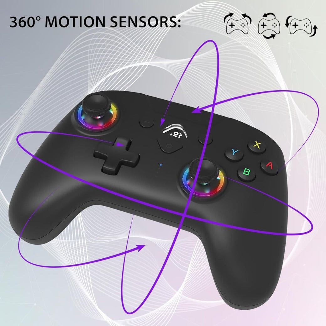 Wireless Controller for Switch and Switch 2 – Gamepad Bluetooth Controller with LED, Vibrations and 6 axis gyro - Black