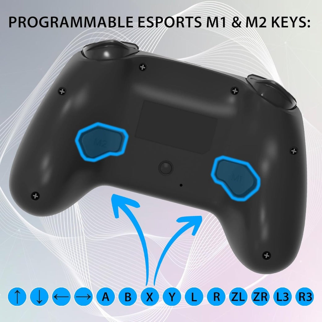 Wireless Controller for Switch and Switch 2 – Gamepad Bluetooth Controller with LED, Vibrations and 6 axis gyro - Black