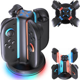 Charging Dock Compatible with Nintendo Switch 2 Joy Con, 4-Slot Magnetic Controller Charger Station with LED Indicators, 9 RGB Modes Gaming Lights, Simultaneous Charging for 1-4 Joy-Cons