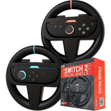 Orzly Steering Wheels – Compatible with Nintendo Switch 2 (2025 Console) – Twin Pack Racing Wheel Accessories for Joy-Con Controllers and Kart Racing Titles (2 Black Wheels)