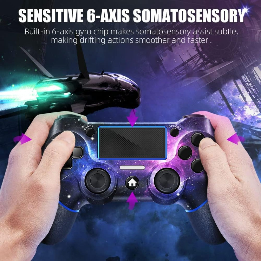 AceGamer Wireless Controller for PS4 Game Compatible with PS4/Pro/PC with Motion Motors and Audio Function,Mini LED Indicator,USB Cable and Anti-Slip (Starry Sky)