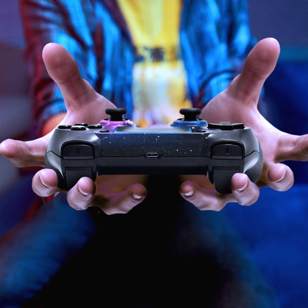 AceGamer Wireless Controller for PS4 Game Compatible with PS4/Pro/PC with Motion Motors and Audio Function,Mini LED Indicator,USB Cable and Anti-Slip (Starry Sky)
