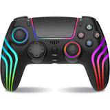 Wireless Controller for PS4 with LED Lighting, Remote Controller Compatible with PS4/PS4 Slim/PS4 Pro/PC,with Vibration&Turbo,6-Axis Motion,3.5mm Headphone Jack,Black